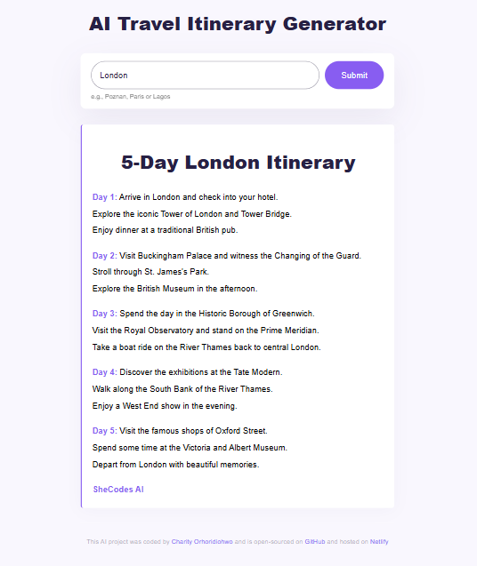Travel generator project preview